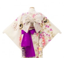 上質|絵羽|日本製|115〜125cm|七五三着物レンタルフルセット(白系)|女の子(七歳)
