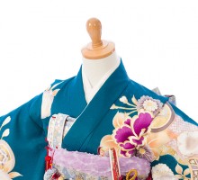 上質|絵羽|日本製|115〜125cm|七五三着物レンタルフルセット(ブルー系)|女の子(七歳)