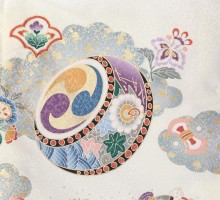 龍兜に雪輪柄の赤ちゃん着物(袴)フルセット(白/青系)|男の子0〜2歳