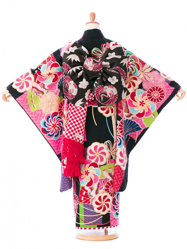 JAPAN　STYLE |ハイクラス|七五三着物レンタルフルセット(ブラック系)|女の子(七歳)