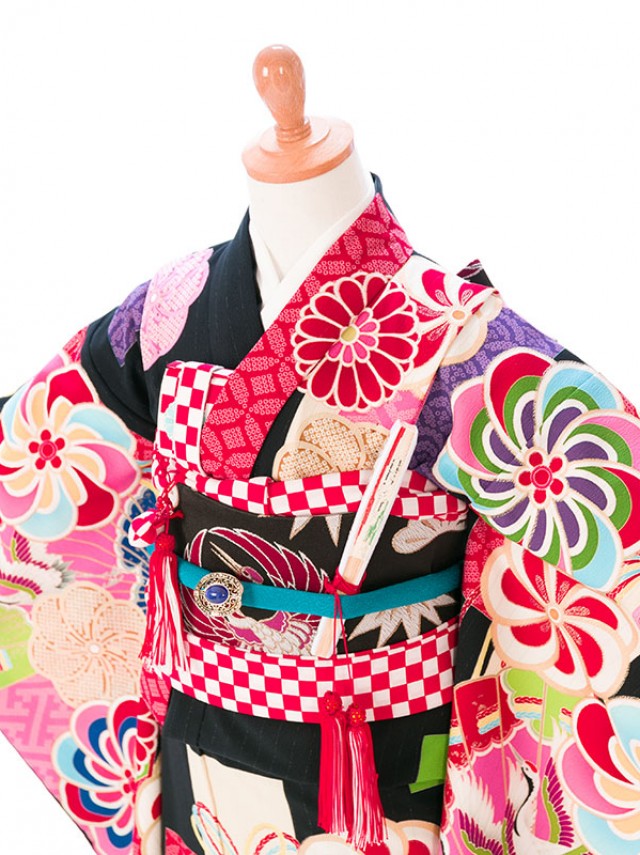 JAPAN　STYLE |ハイクラス|七五三着物レンタルフルセット(ブラック系)|女の子(七歳)