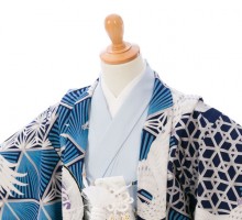 JAPAN STYLE|95〜105|七五三着物レンタルフルセット(ブルー系)|男の子(三歳・袴)