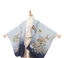 レンタル着物|羽織袴セット|5歳男|七五三着物レンタルフルセット(ブルー系 )|男の子(五歳)