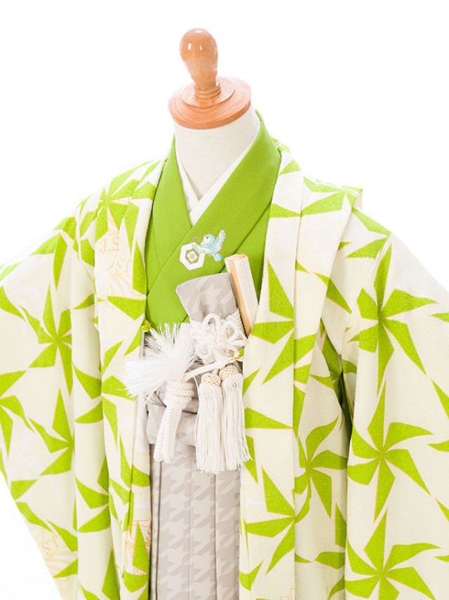 5歳  JAPAN STYLE|七五三着物レンタルフルセット(黄緑系)|男の子(五歳)