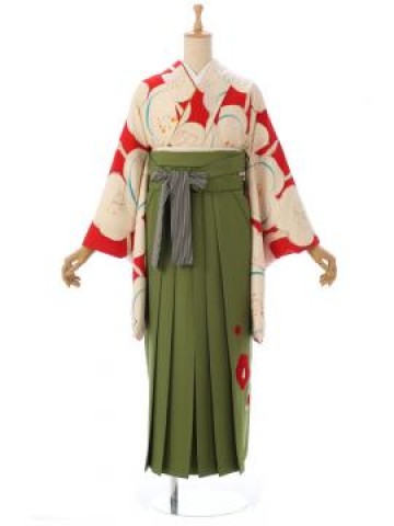 emma×紅一点白の大梅柄の卒業式袴フルセット(赤系)|卒業袴(普通サイズ)