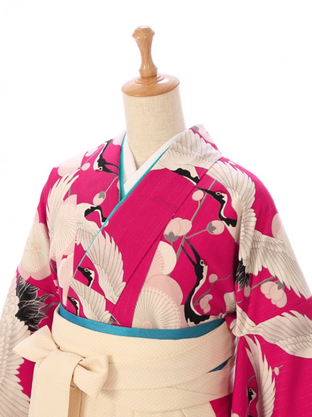 和風館ブランド梅と鶴柄の卒業式袴フルセット(ピンク系)|卒業袴(普通サイズ)