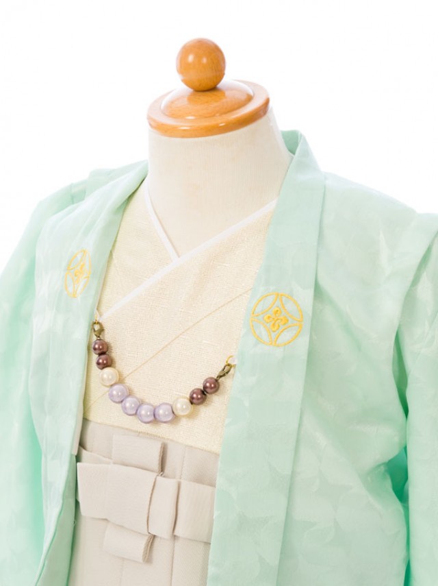 100日から1歳|羽織袴一体型|赤ちゃん着物(袴)フルセット(グリーン系)|男の子0〜2歳
