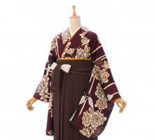 NICOLE　蝶とバラ柄の卒業式袴フルセット(茶色系)|卒業袴(普通サイズ)