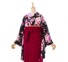 JAPAN STYLE|牡丹と蝶柄の卒業式袴フルセット(ブラック系)|卒業袴(普通サイズ)