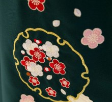 レンタル袴|赤縞に牡丹橘菊柄の卒業式袴フルセット(白系)|卒業袴(普通サイズ)1枚目