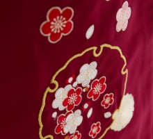 レンタル袴|鹿の子市松に椿柄の卒業式袴フルセット(茶系)|卒業袴(普通サイズ)1枚目