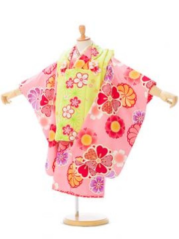 3歳女児|花わらべ|被布着物レンタルフルセット(ピンク系)|女の子(三歳・被布)　