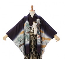 羽織袴セット|レンタル着物|濃紫に白ぼかし|七五三着物フルセット(パープル系)|男の子(五歳)
