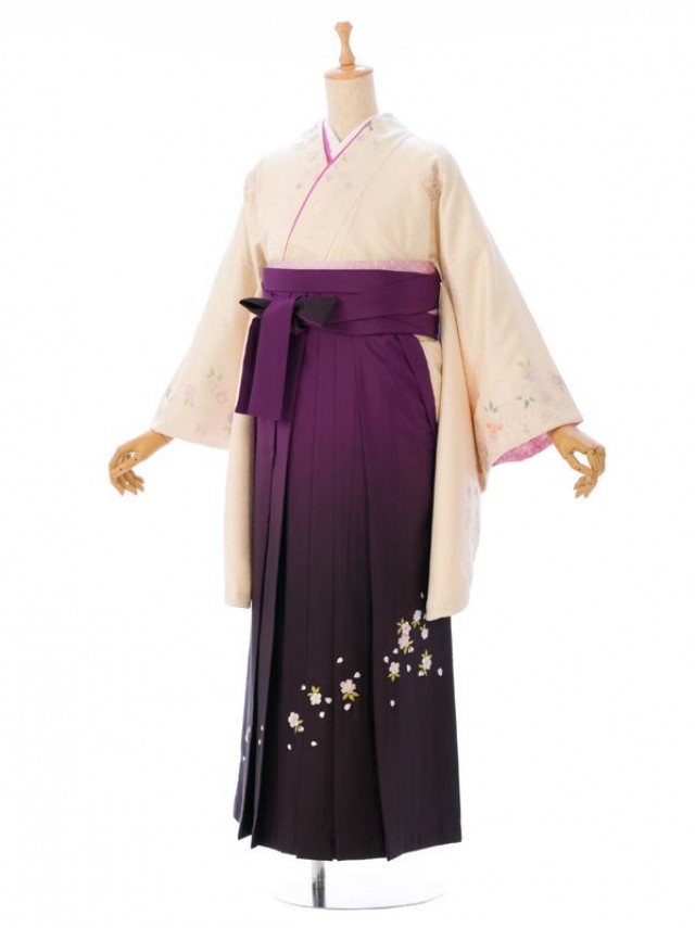 花紋　桜柄の卒業式袴フルセット(クリーム系)|卒業袴(普通サイズ)