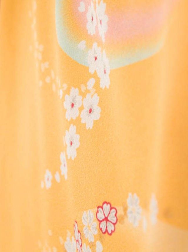 先生用|小桜柄の卒業式袴フルセット(イエローオレンジ系)|卒業袴(普通サイズ)