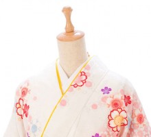 白地　ピンクぼかし桜柄の卒業式袴フルセット(白系)|卒業袴(普通サイズ)