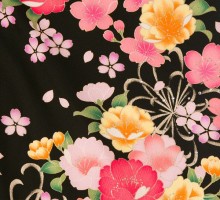 乱菊と桜柄の卒業式袴フルセット(ブラック系)|卒業袴(普通サイズ)