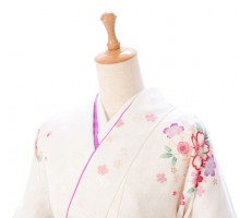 着物レンタル|桜コスモス文様の卒業式袴フルセット(白系)|卒業袴(普通サイズ)