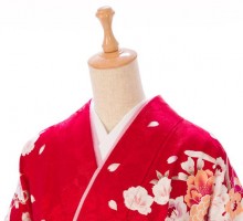 桜とユリ柄の卒業式袴フルセット(赤系)|卒業袴(普通サイズ)