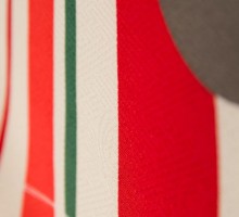 縞にドット柄の卒業式袴フルセット(白/赤系)|卒業袴(普通サイズ)1枚目