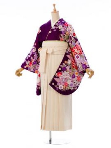 153～158cm|袴レンタル|古典柄卒業式袴フルセット(パープル系)|卒業袴(普通サイズ)