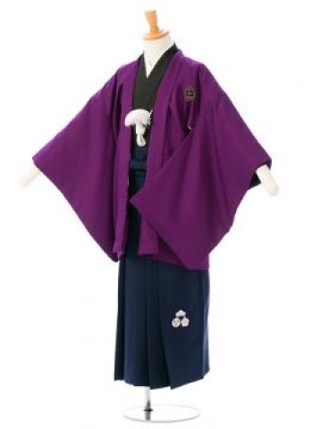 袴レンタル 小学生 |150〜155cm|卒業袴フルセット(パープル系)|男の子(小学生袴)2