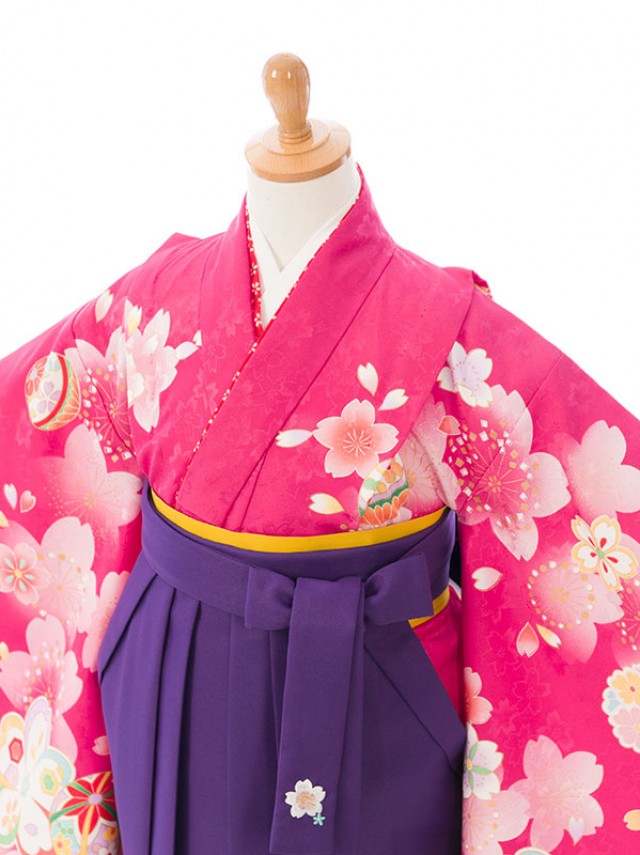 卒園袴|花うさぎ|110〜120cm|卒園式袴レンタルフルセット(ピンク系)|女の子(卒園式袴)