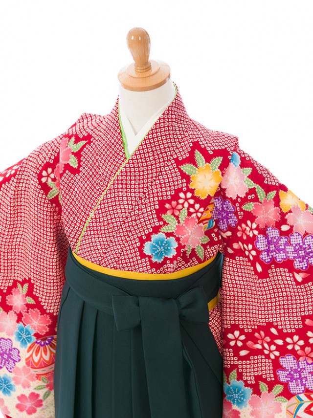 卒園袴|7歳女児|110〜120cm|卒園式袴レンタルフルセット(赤系)|女の子(卒園式袴)