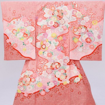 【花うさぎ】絞り調　まり　梅柄の宮参り着物フルセット(ピンク系)|女の子