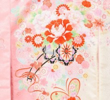 花車　牡丹　はなつづみ柄のお宮参り着物フルセット(ピンク系)|女の子