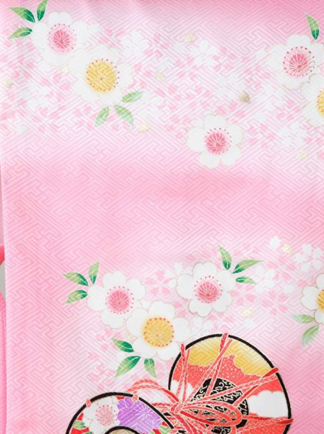 鼓　熨斗に花輪柄のお宮参り着物フルセット(ピンク系)|女の子