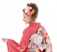 ピンクラメ織り地に桜と雪輪柄の振袖フルセット(ピンク系)|普通サイズ【1月】