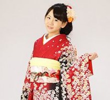 エンジ地　桜と小花柄の振袖フルセット(赤　黒系)|普通サイズ【1月】
