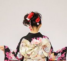 【押切もえ】裾ピンク　桜　蘭柄の振袖フルセット(黒　ピンク系)|普通サイズ【1月】