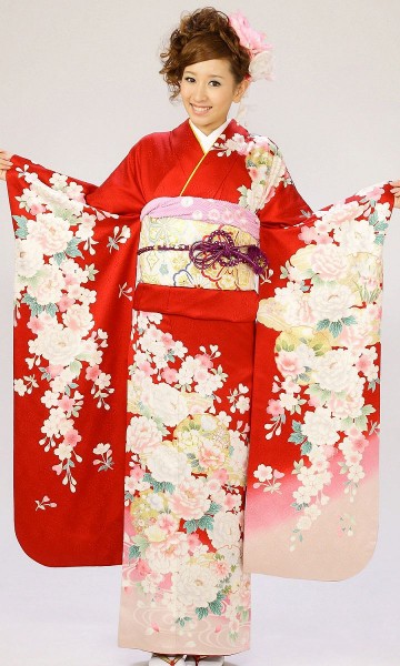 牡丹　雪輪　裾薄ピンク柄の振袖フルセット(赤　ピンク系)|普通サイズ【2〜12月】