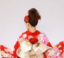 桜　オレンジぼかし 裾紫の振袖フルセット(赤系)|普通サイズ【1月】