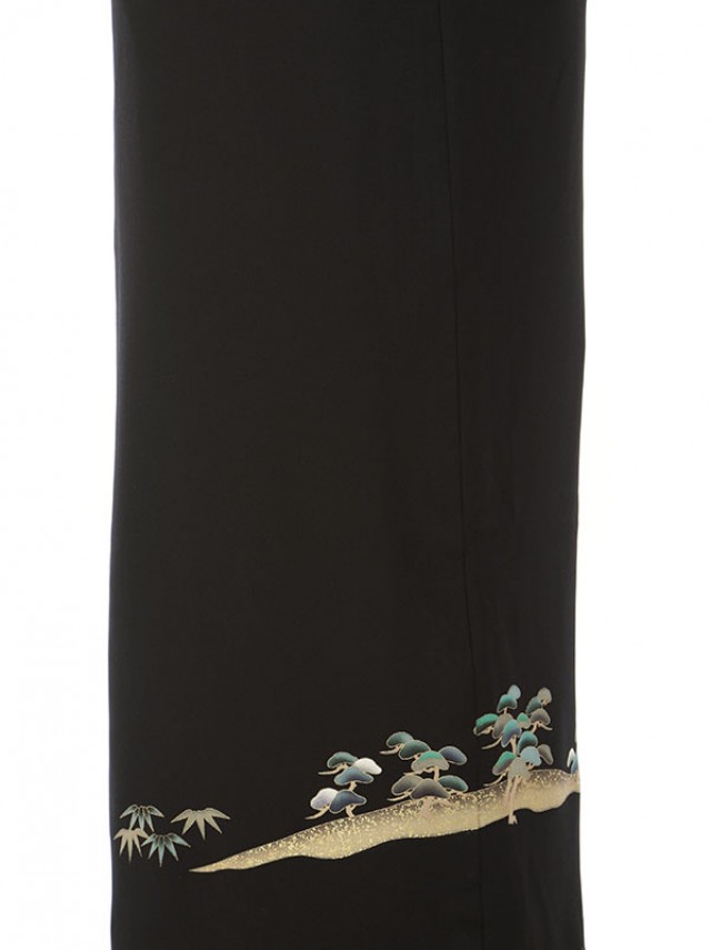 黒留袖|Lサイズ|150〜160cm|13〜17号|正絹|黒留袖フルセット| 黒留袖
