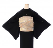 Mサイズ|正絹　古典柄の留袖フルセット|(黒留袖)　