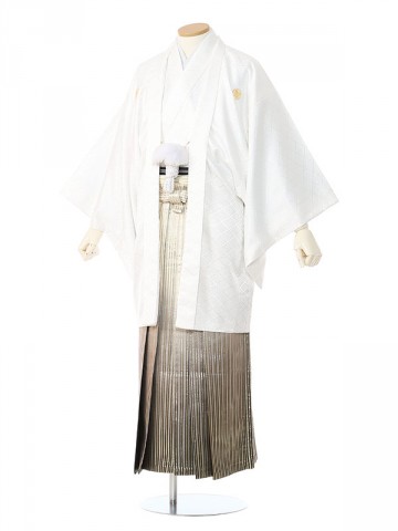 男性用袴 E-SV03-6-1 白紋付|ゴールド縞袴