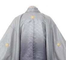 男性用袴|E-SV11-5-1|5号グレー紋付/白銀縞袴