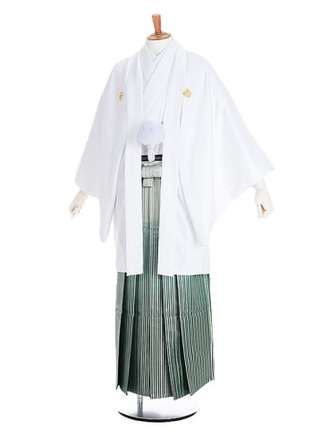 男性用袴 SV118-5-1 白小菱形|緑銀縞袴