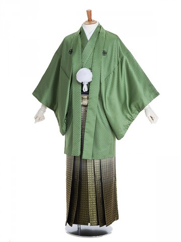 男性用袴 SV26-6-1 黄緑菱形|黒白ダイヤ袴