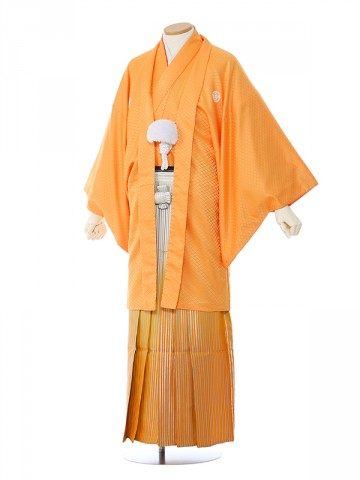 男性用袴 SV38-7-1 オレンジ菱形|銀オレンジ縞袴