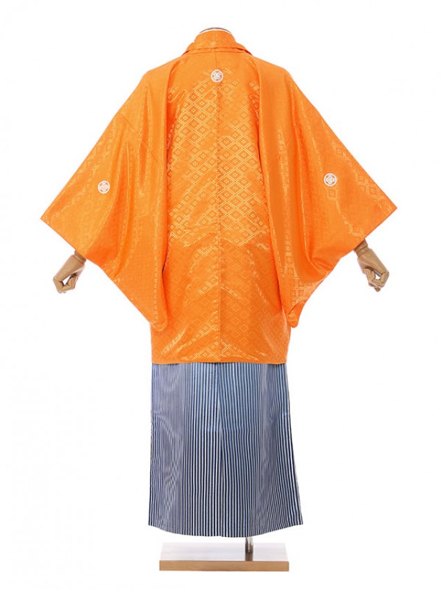 男性用袴 SV39-5-2 オレンジ菱形(大)|青銀の縞袴