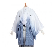 男性用袴 SV61-6-1 白にグレー市松|銀ぼかし縞袴