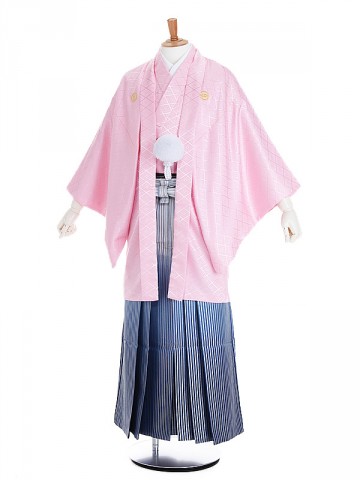 男性用袴 SV78-6-1 ピンク菱形|青銀縞袴