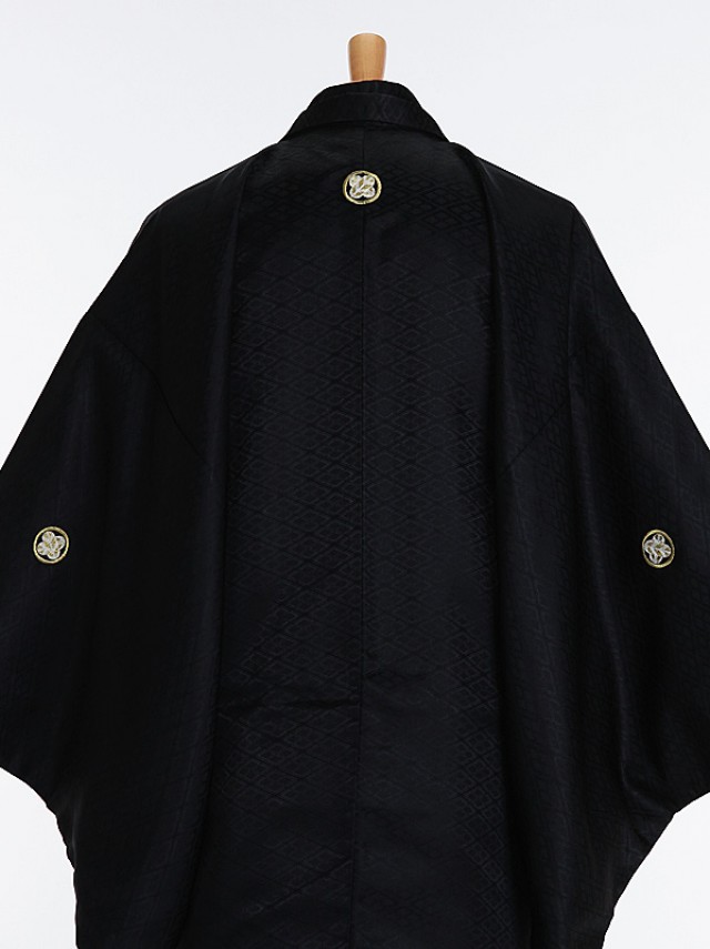男性用袴 SV79-6-1 黒菱形 スワロ付|銀グレー縞袴