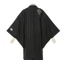 男性用袴 V11-L羽織黒縞|袴グレー千鳥格子