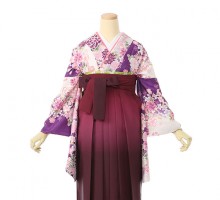 桜菊牡丹に華紋柄の卒業式袴フルセット(紫系)|卒業袴(普通サイズ)