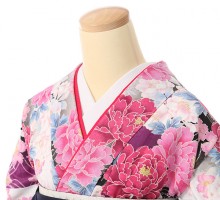牡丹と桜の古典柄の卒業式袴フルセット(白/紫系)|卒業袴(普通サイズ)